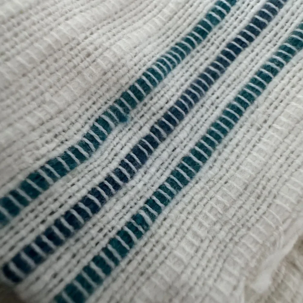 New Crate & Barrel Set 2‎ Kitchen Tea Towel Blue Stripe Seascape Modern Boho Lot
